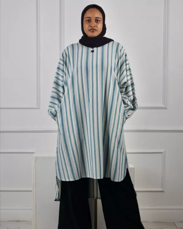 GREEN STRIPED TUNIC TOP