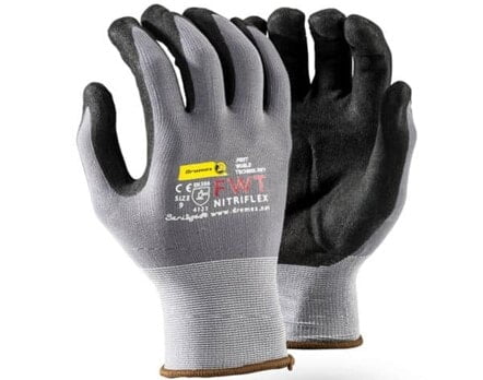 DROMEX NITRIFLEX BLACK SANITIZED NITRILE PALM COATED GLOVE