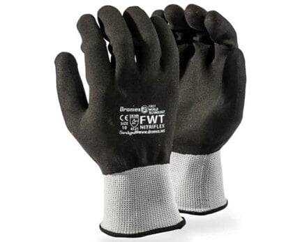 DROMEX NITRIFLEX BLACK SANITIZED NITRILE FULLY COATED GLOVE
