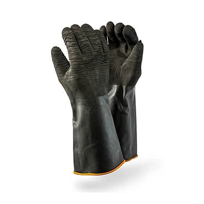 DROMEX INDUSTRIAL ROUGH PLAM RUBBER GLOVES (BLACK/ORANGE)