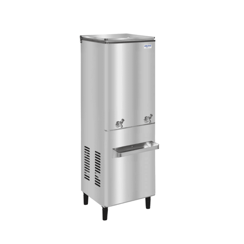 Close-up of the corrosion-resistant steel taps on the Voltas water cooler.