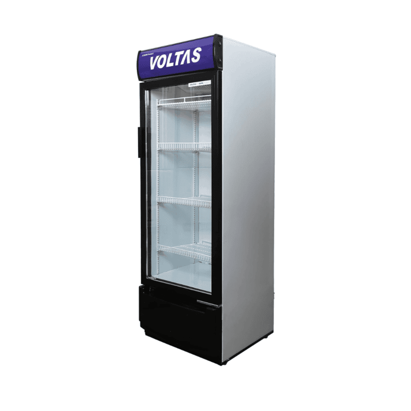 A customer in a Gurgaon store admiring the products displayed in the Voltas Visi Cooler 320 Litres.