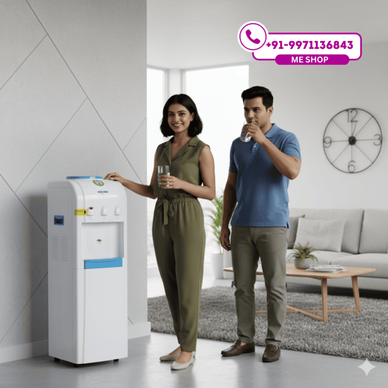 A standard 20-litre water jar placed on top of the reliable Voltas Minimagic Pure R.