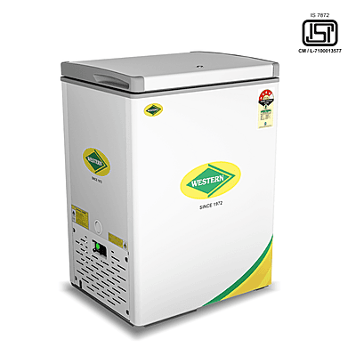 Western D150H164 deep freezer on roller wheels for easy mobility. Western D150H164 deep freezer on roller wheels for easy mobility.