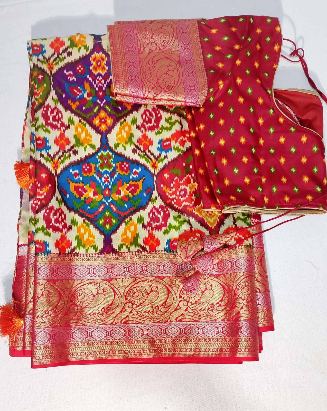 N423: Ready To Ship Beautiful Patola Saree With Stitched Blouse