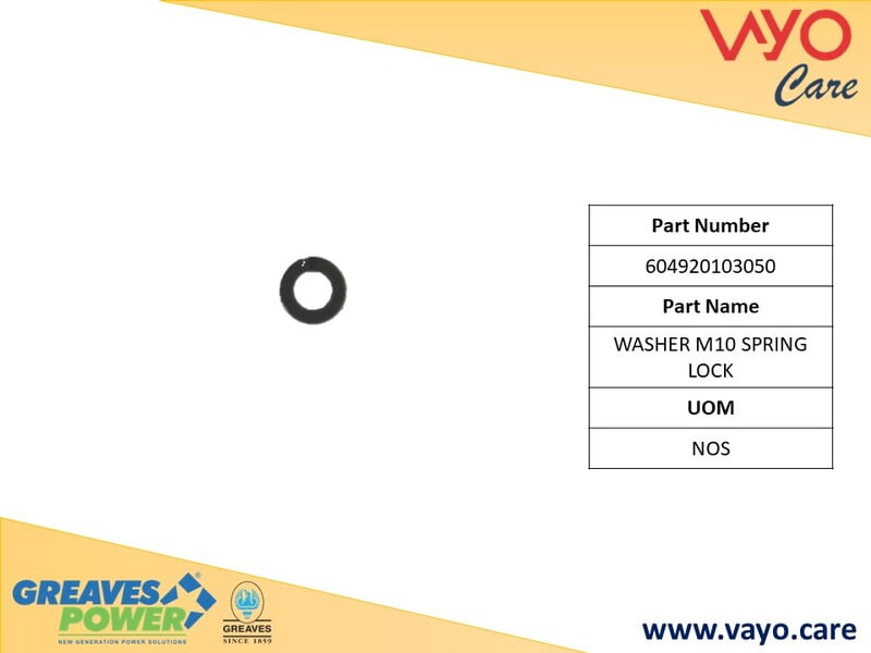WASHER M10 SPRING LOCK - 604920103050 - GREAVES