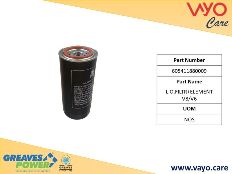 L.O.FILTR+ELEMENT V8/V6 - 605411880009 - GREAVES