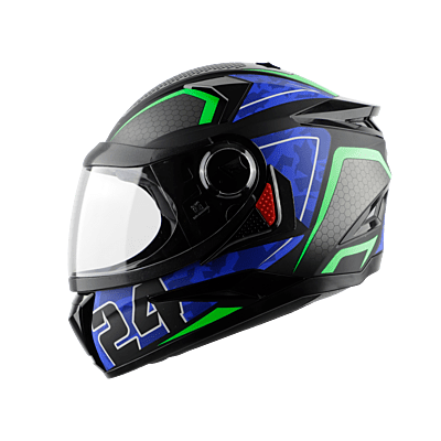 STEELBIRD SBH-17 ROBOT 24 MAT BLACK+BLUE C/V (L)