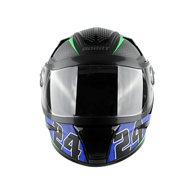 STEELBIRD SBH-17 ROBOT 24 MAT BLACK+BLUE C/V (L)