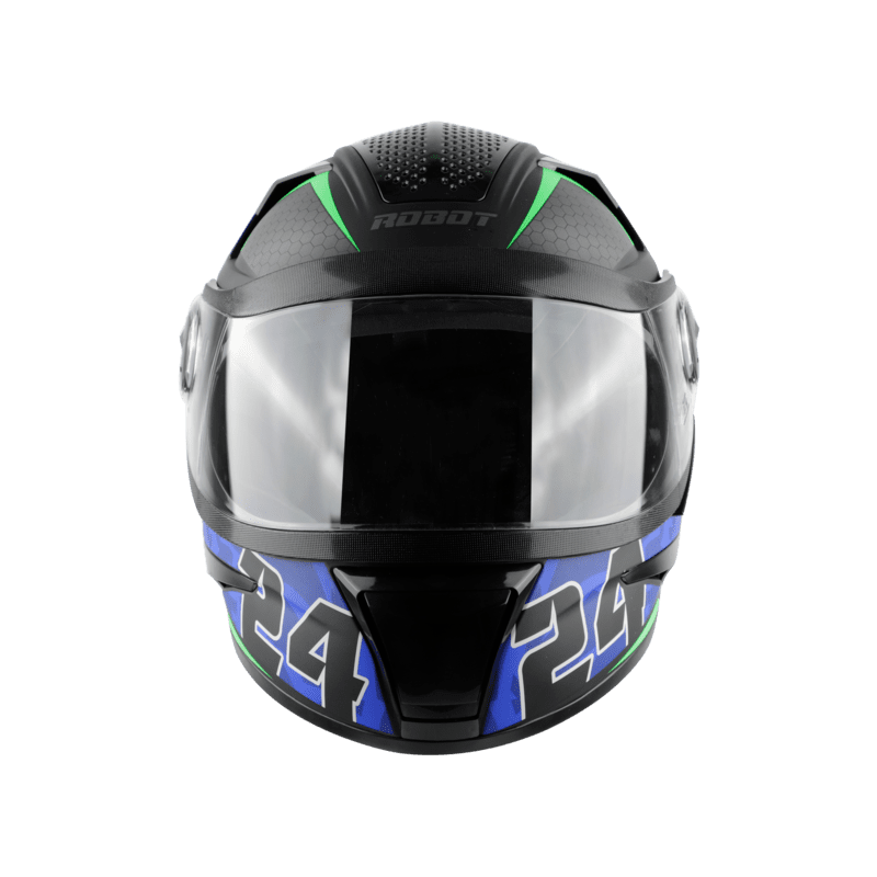 STEELBIRD SBH-17 ROBOT 24 MAT BLACK+BLUE C/V (L)