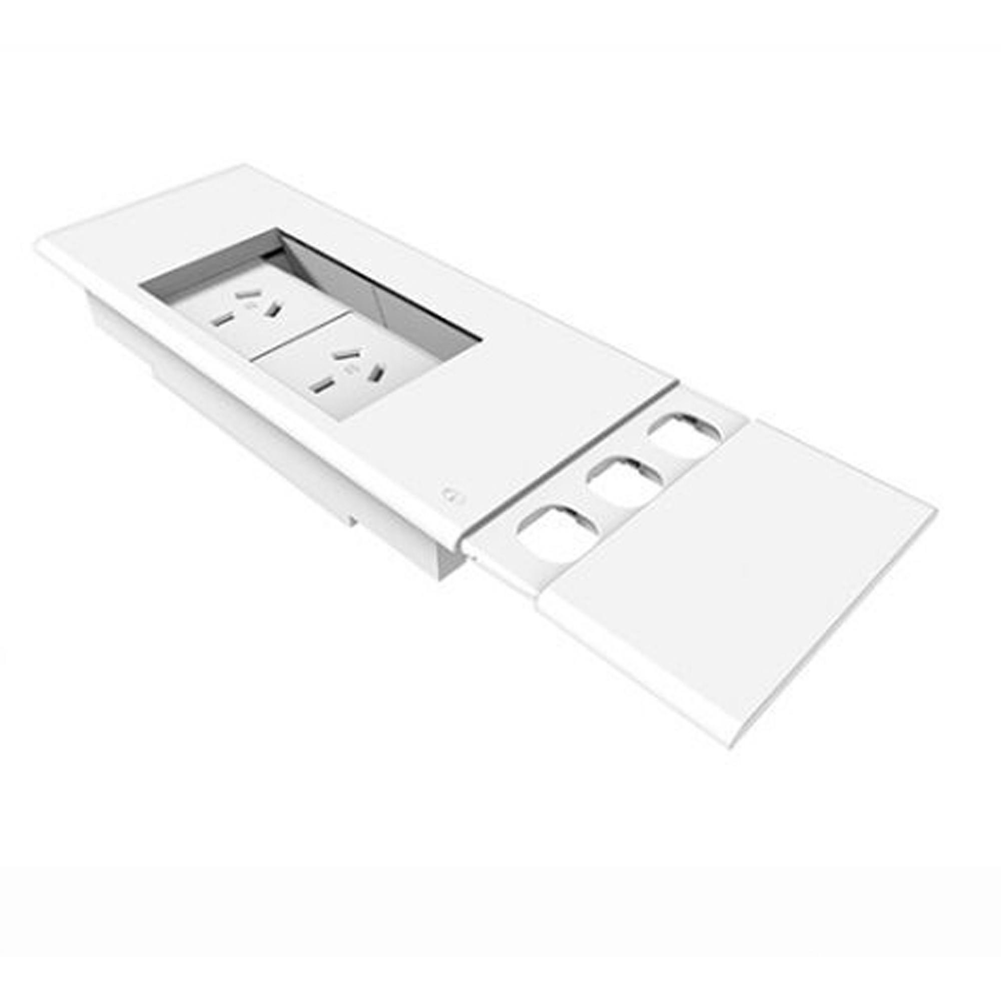 Rapidline Table Surface  Mounted Flip Box  2 GPO + 3 Data Provisions White