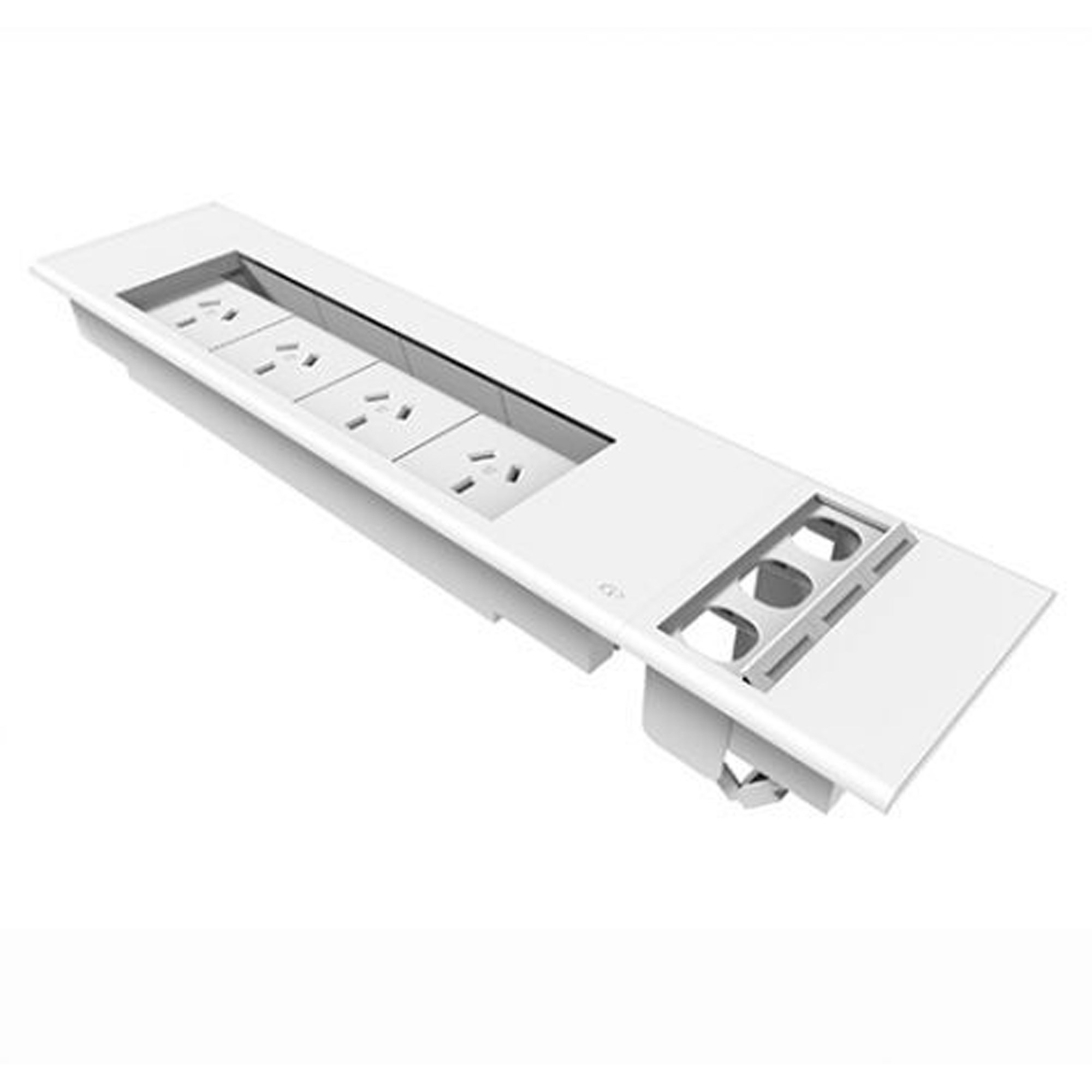 Rapidline Table Surface  Mounted Flip Box  4 GPO + 3 Data Provisions White