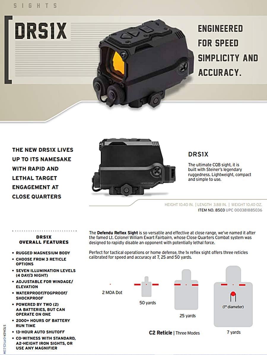 Steiner DRS1X Red Dot Reflex Sight CQB Optic, Black