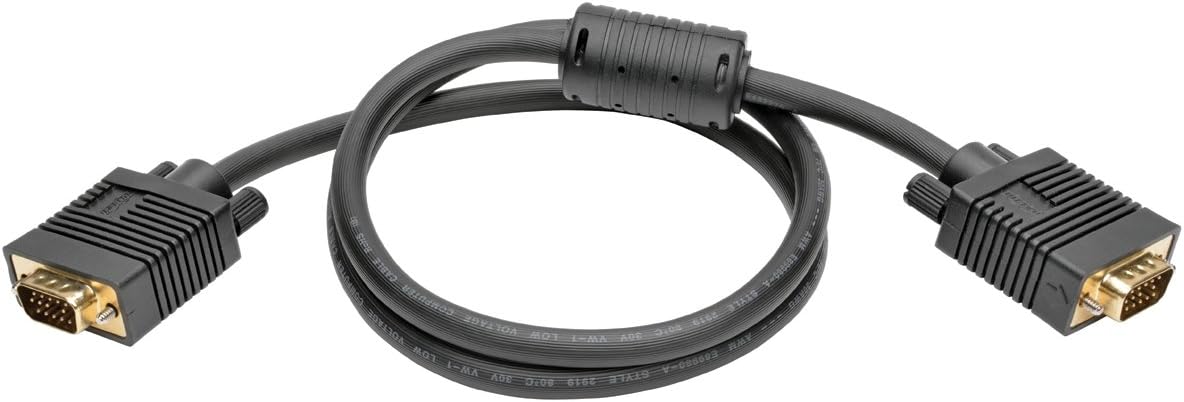 VGA Coax Monitor Cable, High Resolution Cable with RGB Coax HD15 M/M, 3-ft.