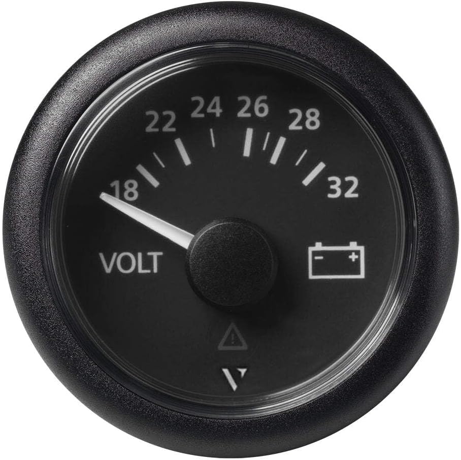 Veratron 52mm (2-1/16") Viewline Voltmeter 18-32V - Black Dial & Bezel