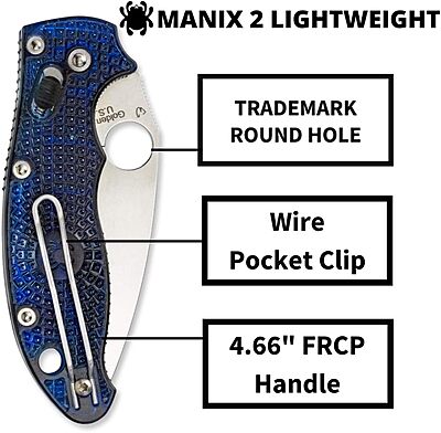 Spyderco Manix 2 Folding Knife with Ball Bearing Lock - PlainEdge