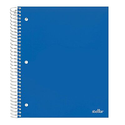 Office Depot® Brand Stellar Poly Notebook, 8 1/2" x 11", 3 Subject, College Ruled, 300 Pages (150 Sheets), Blue