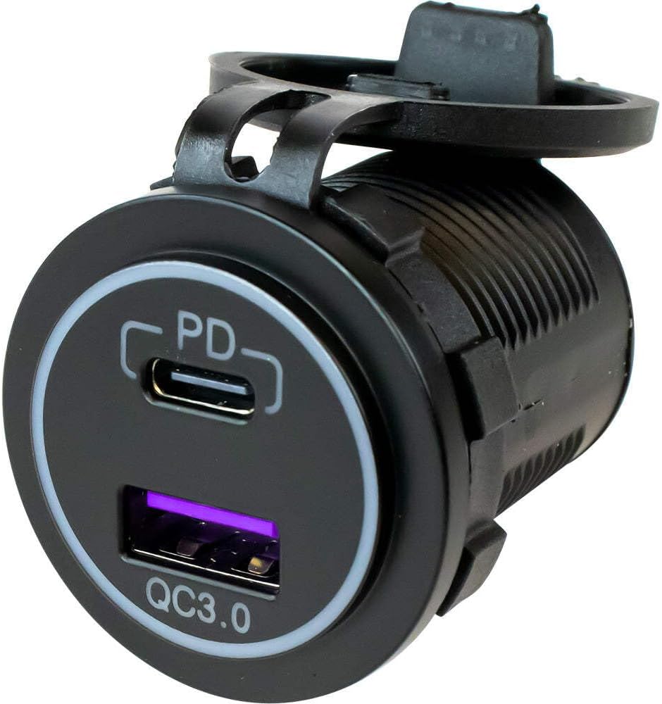 Generic Sea-Dog USB 3.0 & USB-C Power Socket w/Out Light, Black