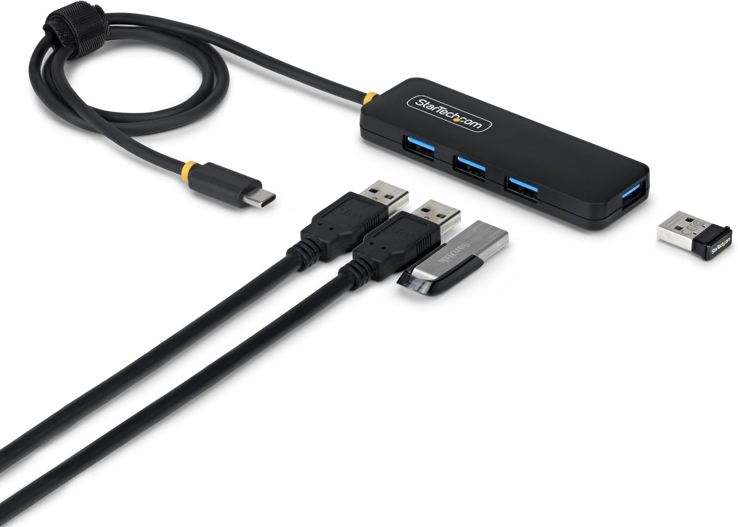 StarTech.com 4-Port USB-C Hub, 5Gbps, Bus Powered, USB-C to 4X USB-A Mini Hub, Extra Long 2ft/61cm Host Cable, PCR Plastic