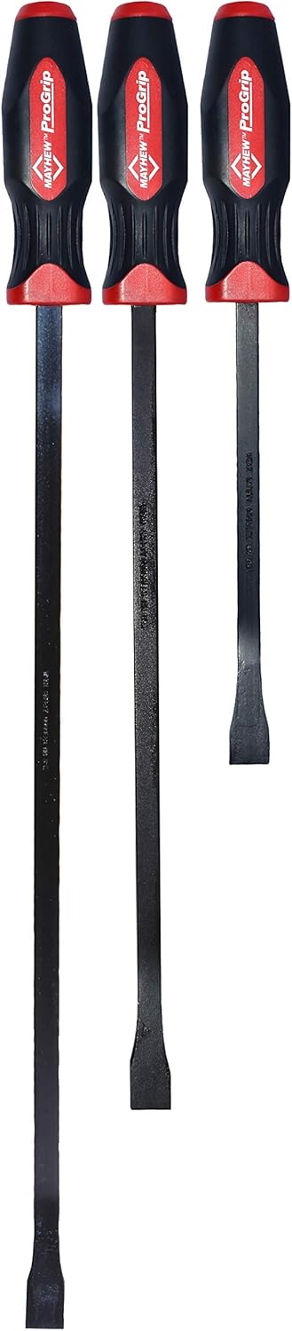 Mayhew Tools 61350 ProGrip Curved Pry Bar Set, 3-Piece, Black Oxide Finish 3-Piece Set