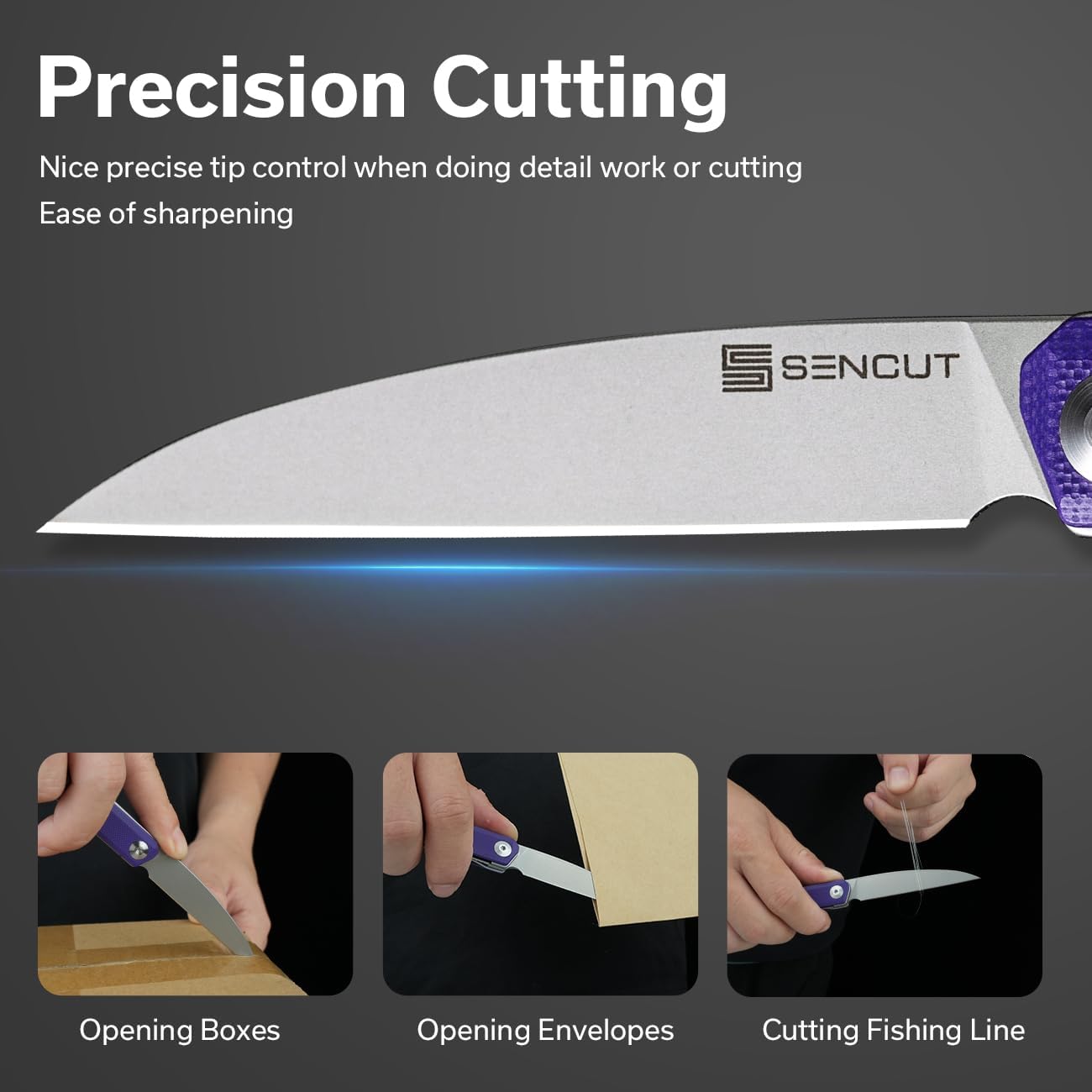 SENCUT Jubil Folding Pocket Knife D2 Wharncliffe, G10 Handle, Front Flipper