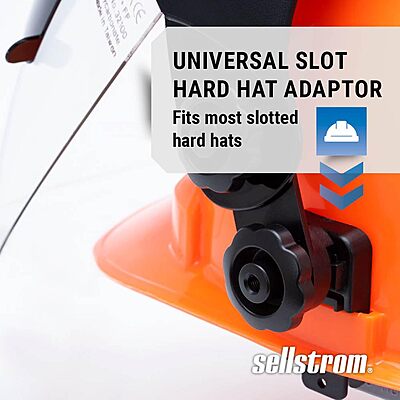 SELLSTROM Safety Face Shield with Universal Hard Hat Slot Adapter, Clear Anti-Fog Polycarbonate