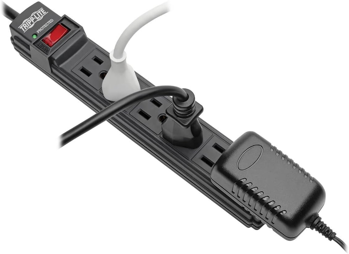 Tripp Lite 6 Outlet Surge Protector Power Strip, 6ft Cord, Black, $10,000 INSURANCE (TLP6B)