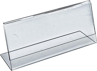 Azar Displays Acrylic L-Shaped Sign Holders, Clear - Pack of 10