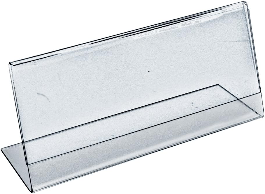 Azar Displays Acrylic L-Shaped Sign Holders, Clear - Pack of 10