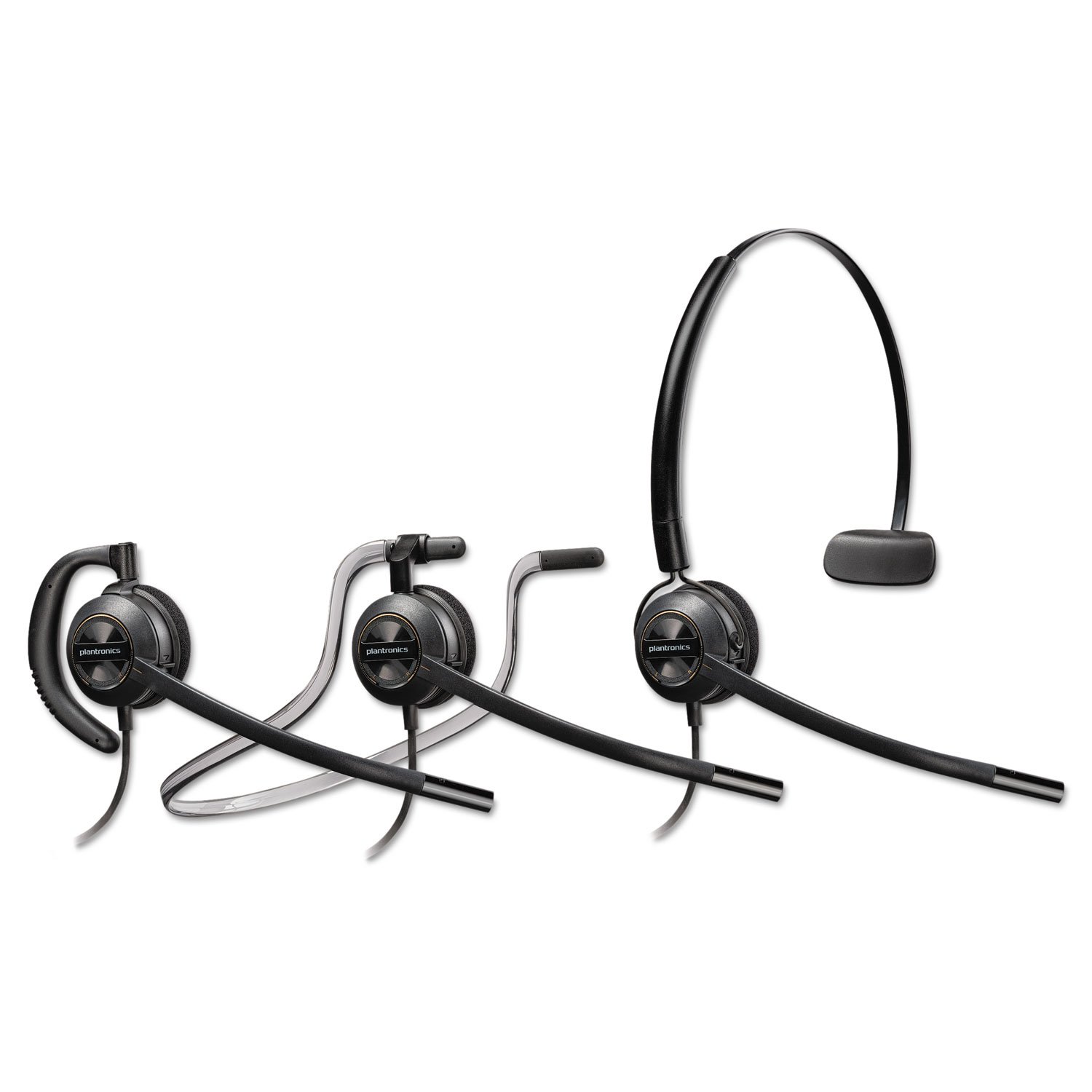 Plantronics - EncorePro HW540 Convertible Headset - Wired (3 wearing styles) - Black
