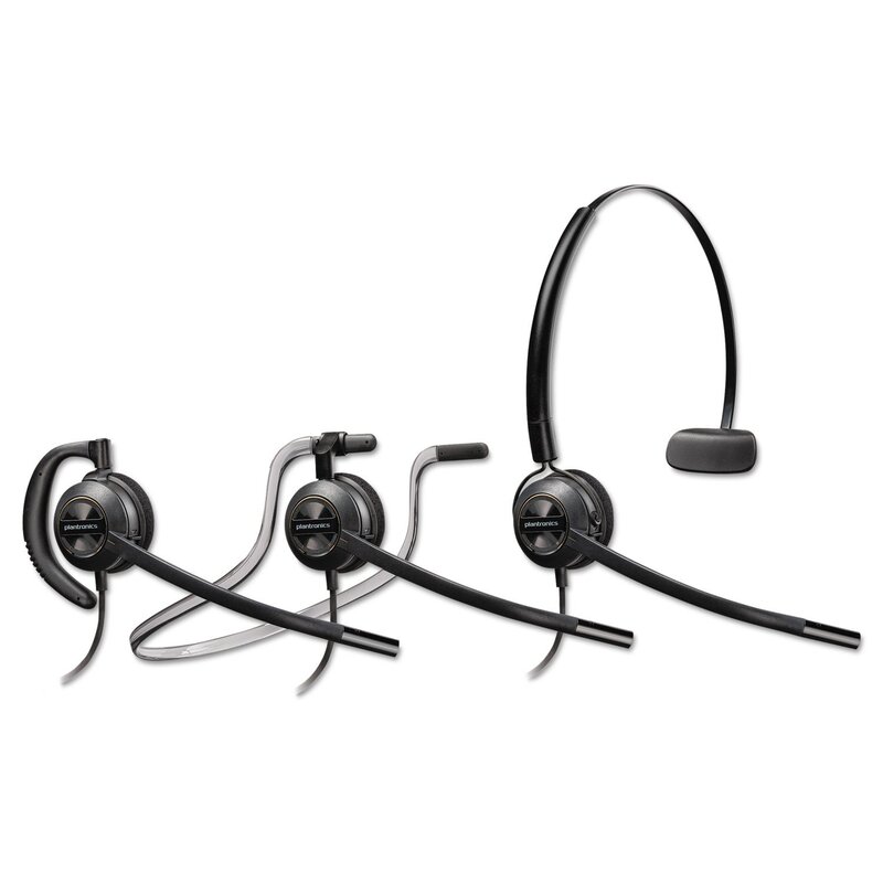 Plantronics - EncorePro HW540 Convertible Headset - Wired (3 wearing styles) - Black