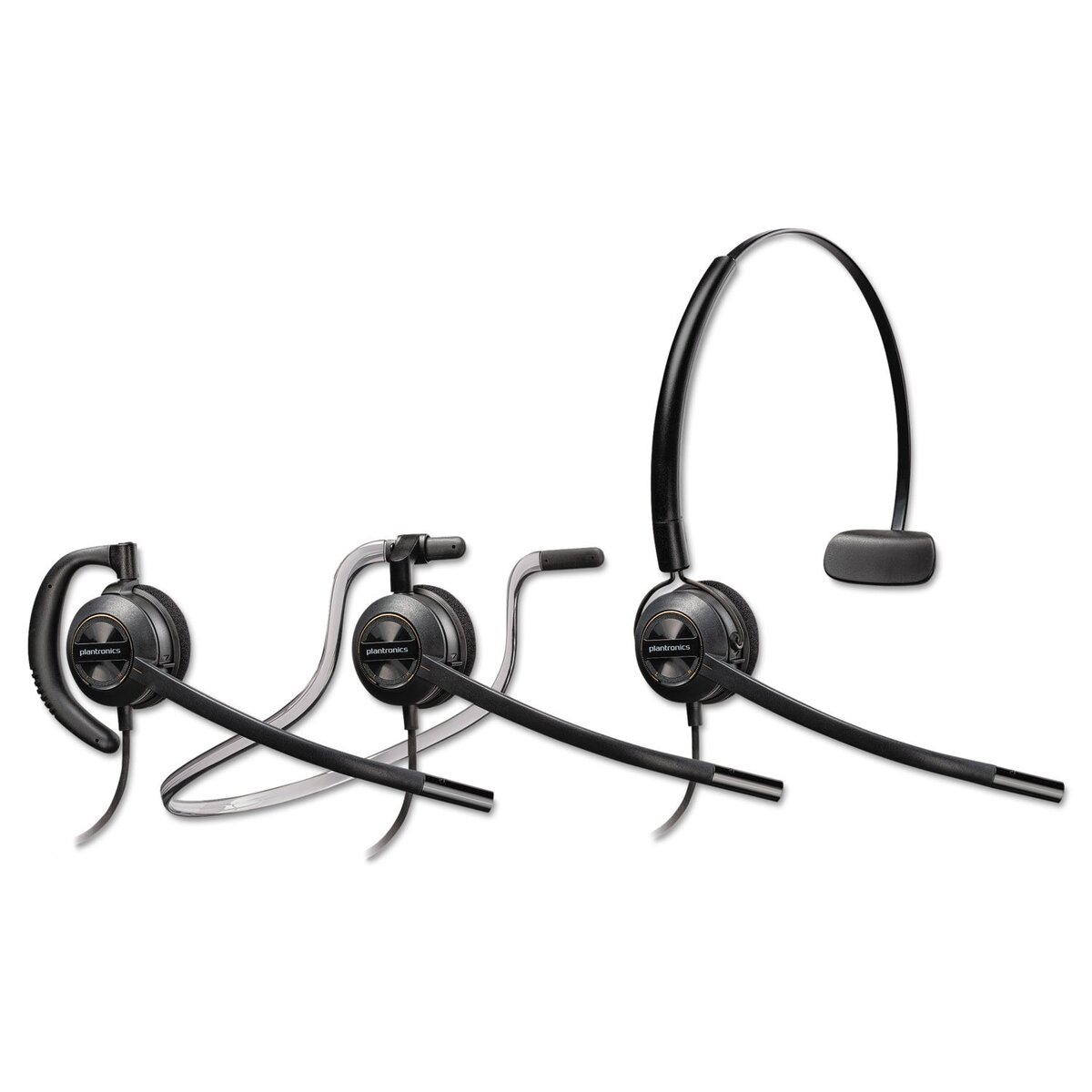 Plantronics - EncorePro HW540 Convertible Headset - Wired (3 wearing styles) - Black