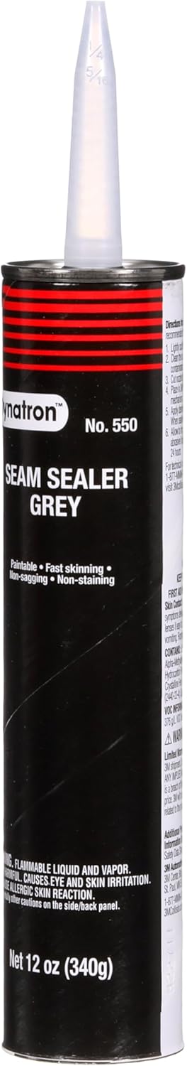 3M Dynatron Auto Seam Sealer Caulk, 550, Grey Color, Permanently Elastic, Fast-Skinning, Non-Staining, Non-Sagging