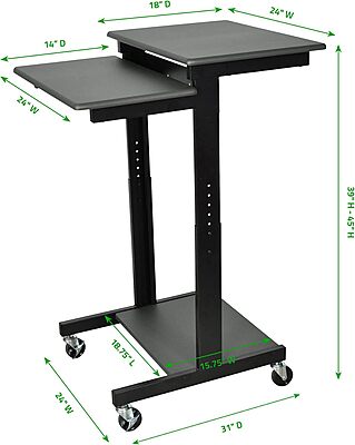 LUXOR PS3945 Adjustable-Height Presentation Workstation Black