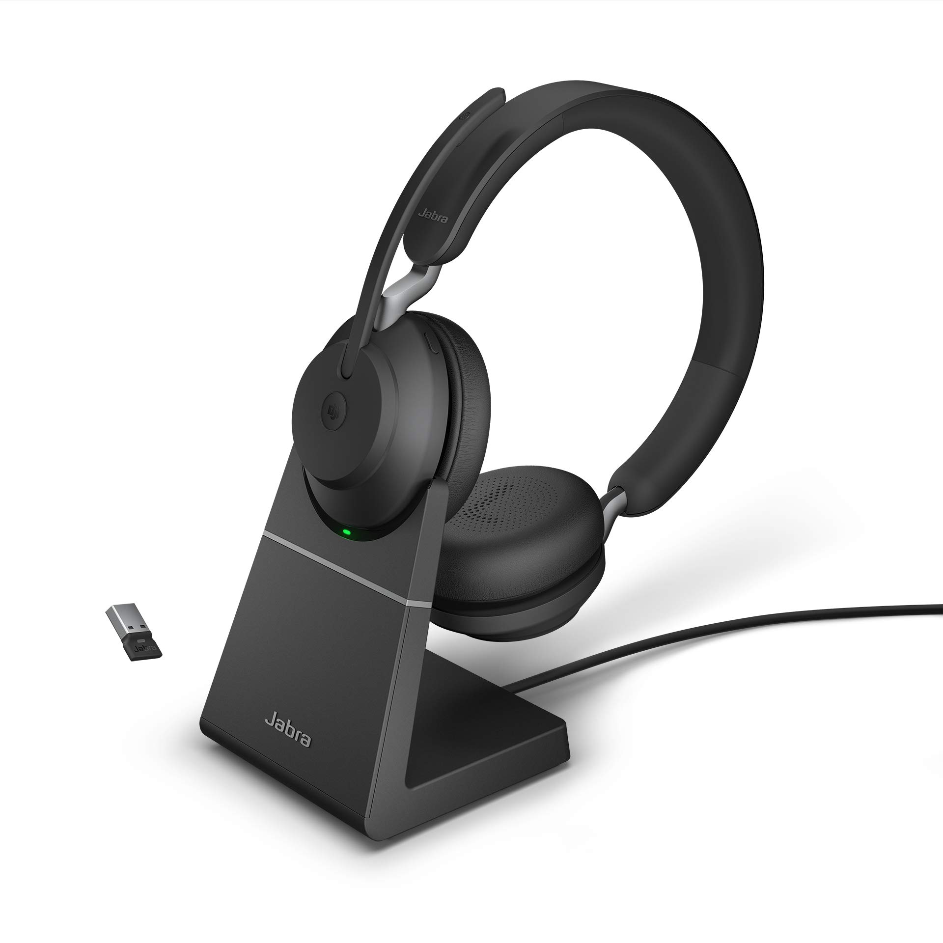 Jabra Evolve2 65 - USB-A MS Teams Stereo with Charging Stand - Black Wireless Headset/Music Headphones