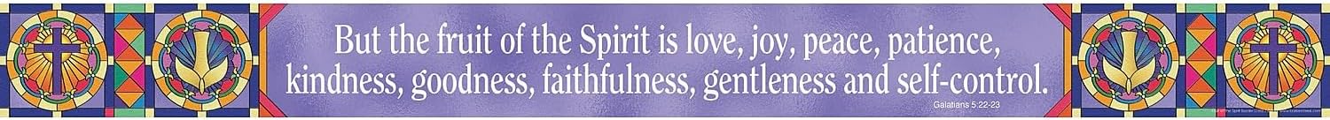 Barker Creek Double-Sided Spiritual Border with Inspirational Verse, Fruit of The Spirit, for Bulletin Boards, Reception Areas, Sunday School Classrooms, Homeschool Decor, 3” x 35’ (966)