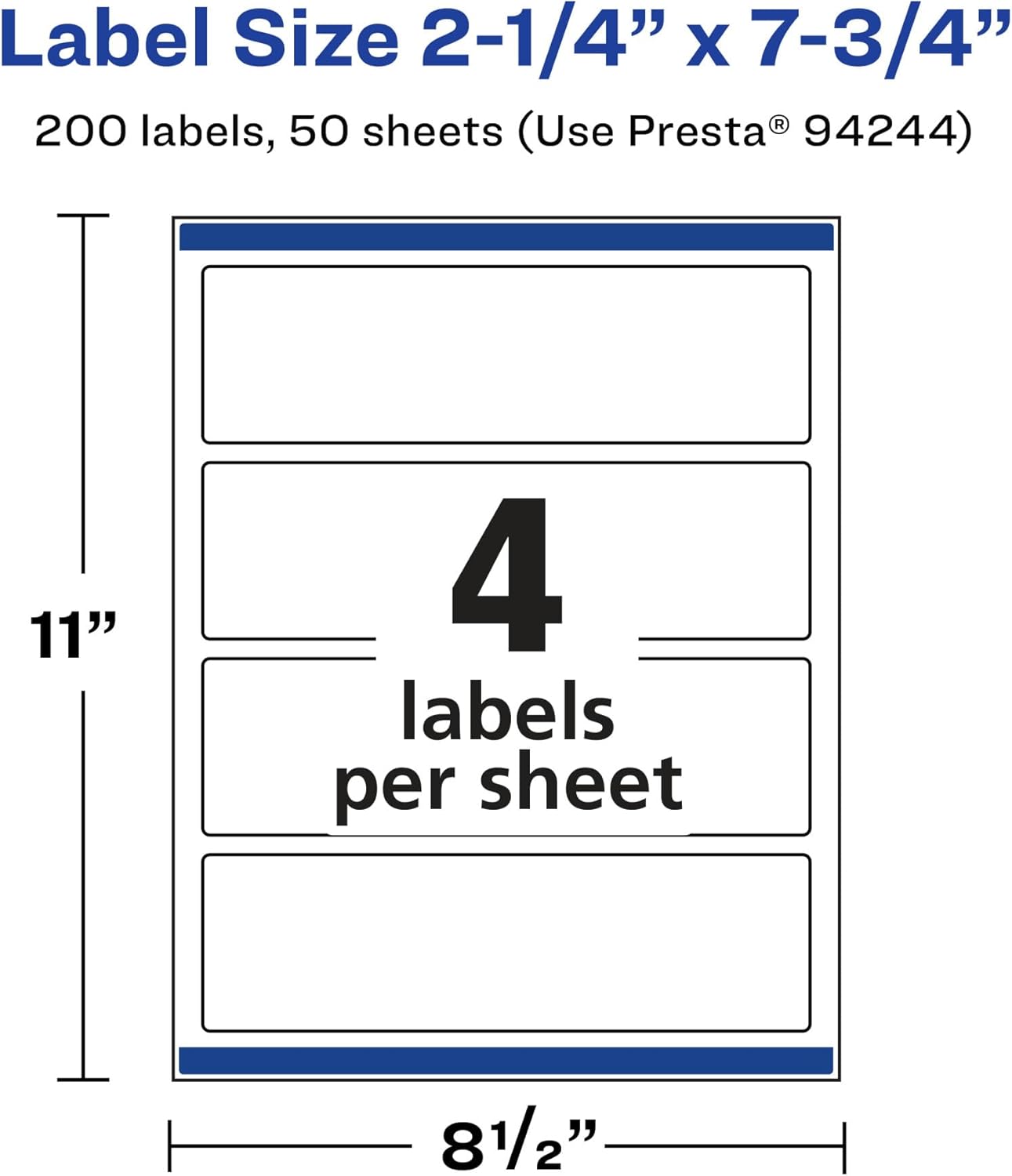 AVERY Glossy Clear Rectangle Labels, Sure Feed Technology, 2.25" x 7.75"