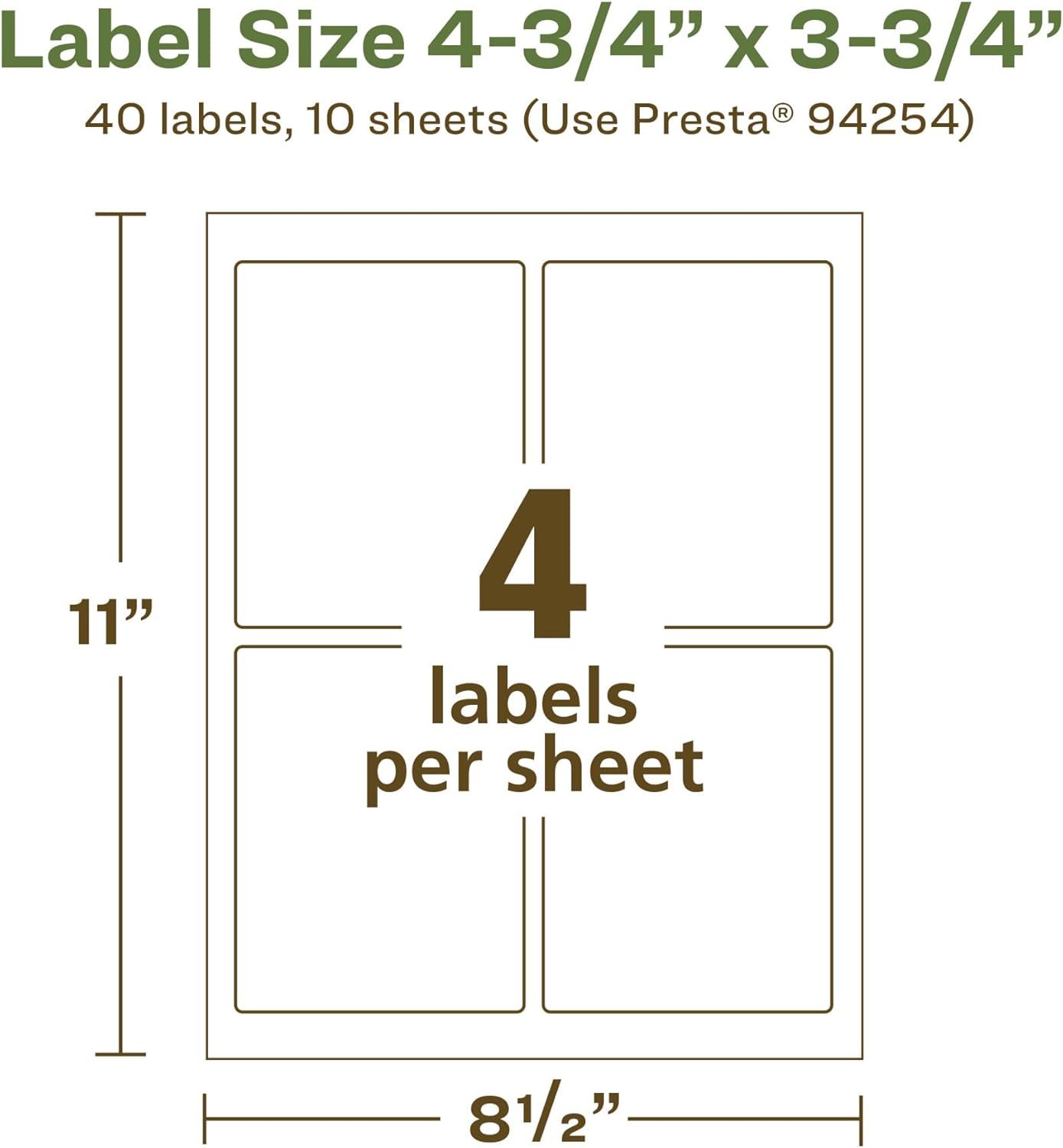 Avery EcoFriendly Matte White Recycled Rectangle Labels, 4.75" x 3.75", Print-to-The-Edge, Permanent Adhesive