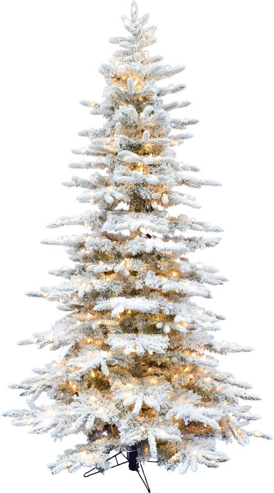 FRASER HILL FARM 7.5-Ft. Mountain Pine Flocked Artificial Christmas Tree