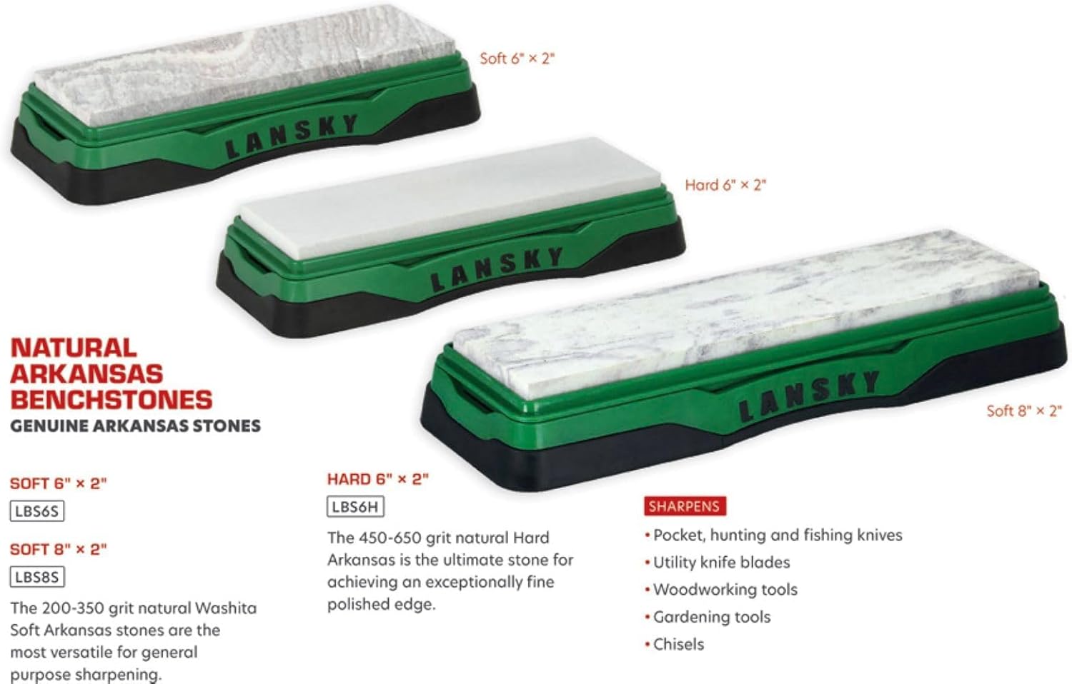 Lansky 6" Soft Arkansas Bench Stone