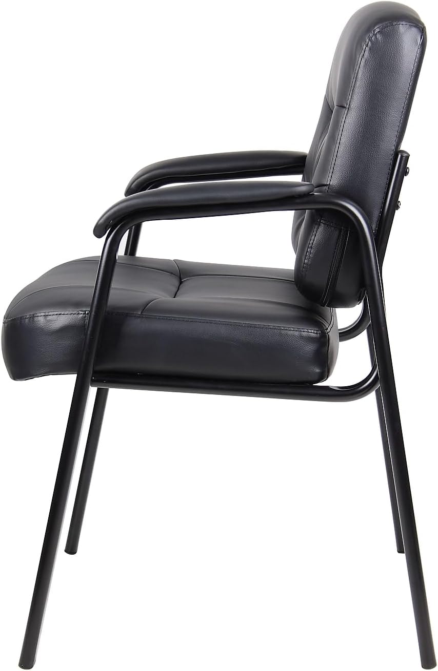 Boss Office Products Executive Mid Back LeatherPlus Guest Chair in Black
