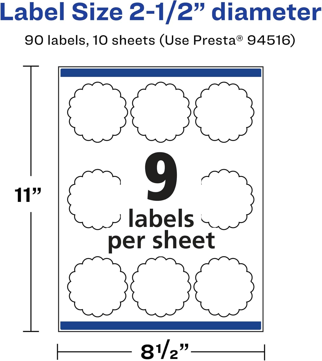Avery Glossy Clear Round Scalloped Labels, Sure Feed Technology, 2.5" Diameter