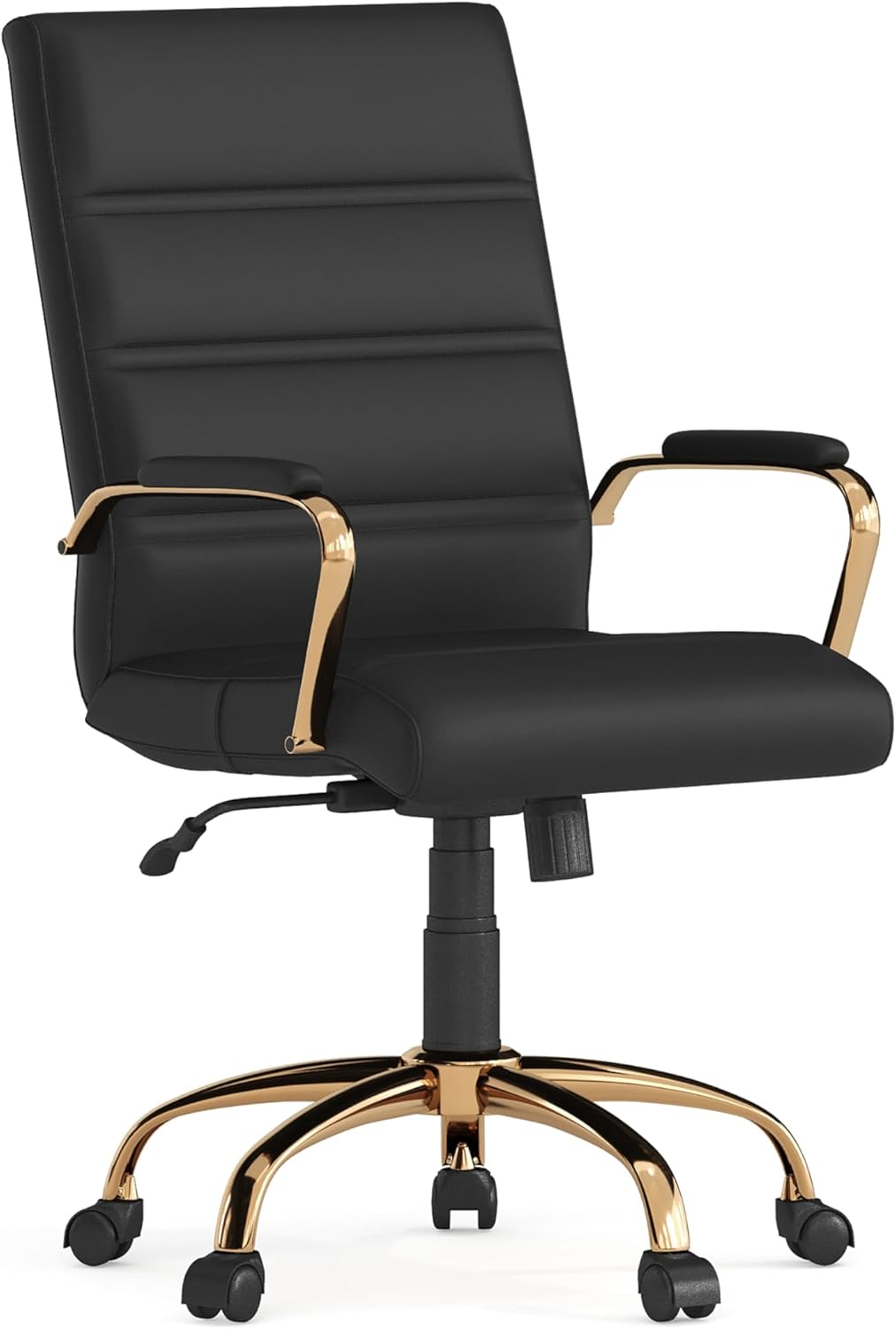 Flash Furniture Whitney Mid-Back Swivel LeatherSoft Desk Chair with Padded Seat and Armrests