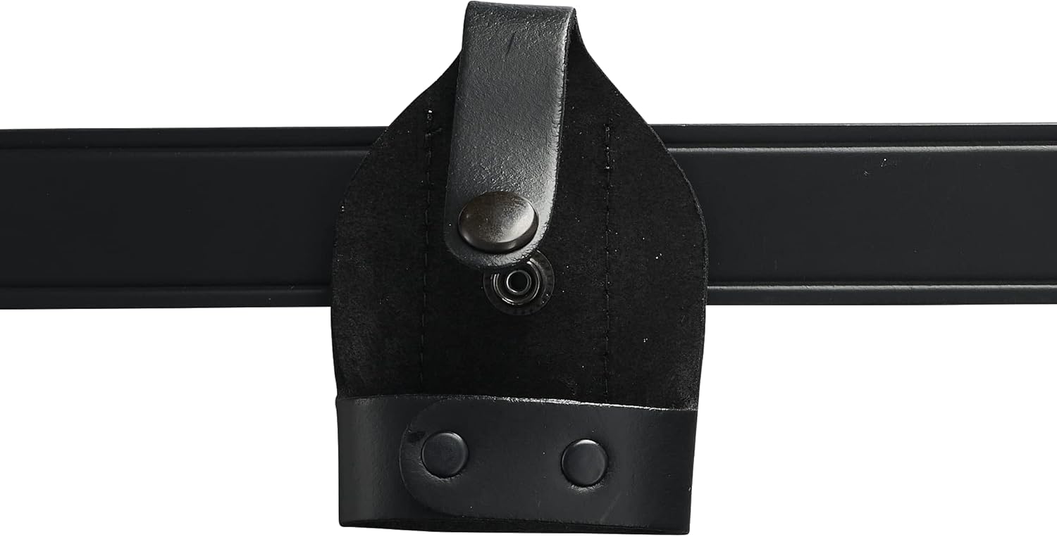 Shield Wallets Bikini Open Top Handcuff Case with Clip and Black Snap Detective Style Black Leather