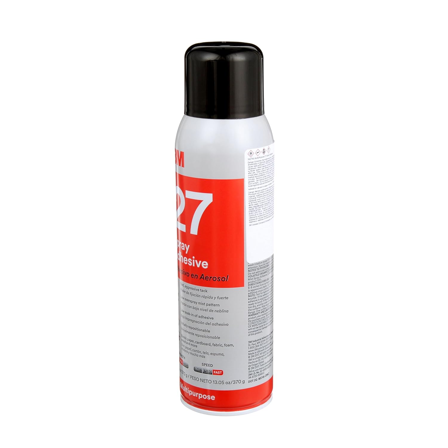 3M Multi-Purpose Spray Adhesive 27, Clear, 16 fl oz Can (Net Wt 13.05 oz), 1 Can, NOT FOR SALE IN CA AND OTHER STATES