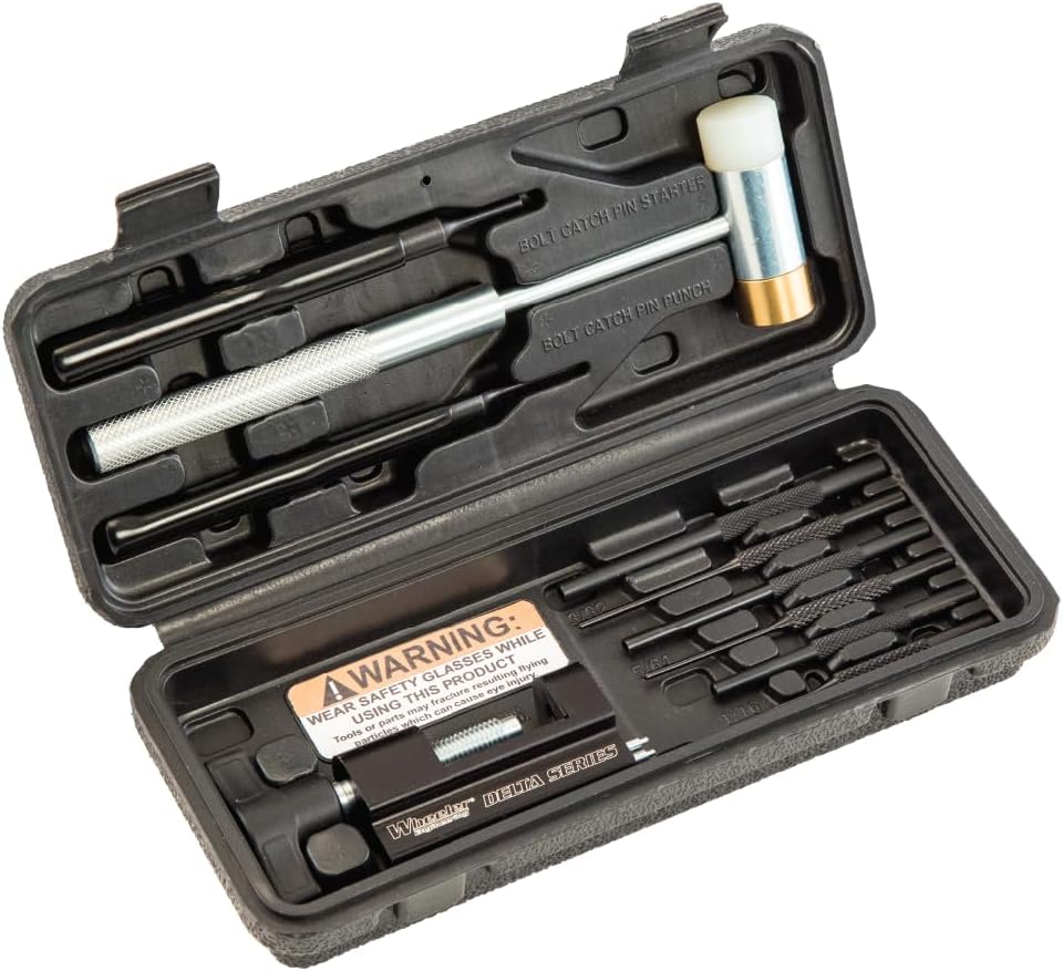 Wheeler Roll Pin Install Tool Kit with Trigger Install Tool, Punches, Brass/Polymer Hammer and Storage Case for Gunsmithing