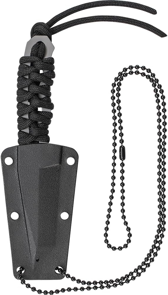 Smith & Wesson SW910TAM 5.9in High Carbon S.S. Full Tang Neck Knife with a 2.8in Tanto Blade and Paracord Handle for Outdoor