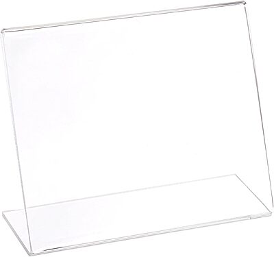Azar Displays Acrylic L-Shaped Sign Holders, Clear - Pack of 10