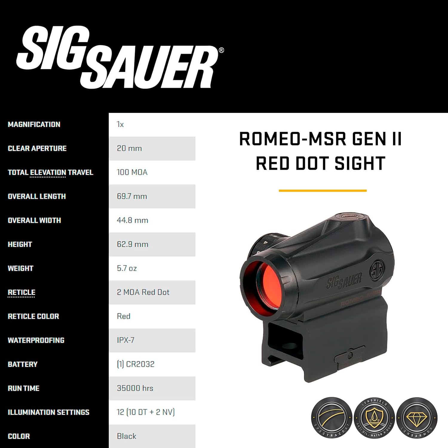 SIG SAUER Romeo-MSR Gen II 1x20mm 2 MOA Red Dot Sight & 3x22mm JULIET3-Micro Magnifier Combo Kit | Durable Waterproof