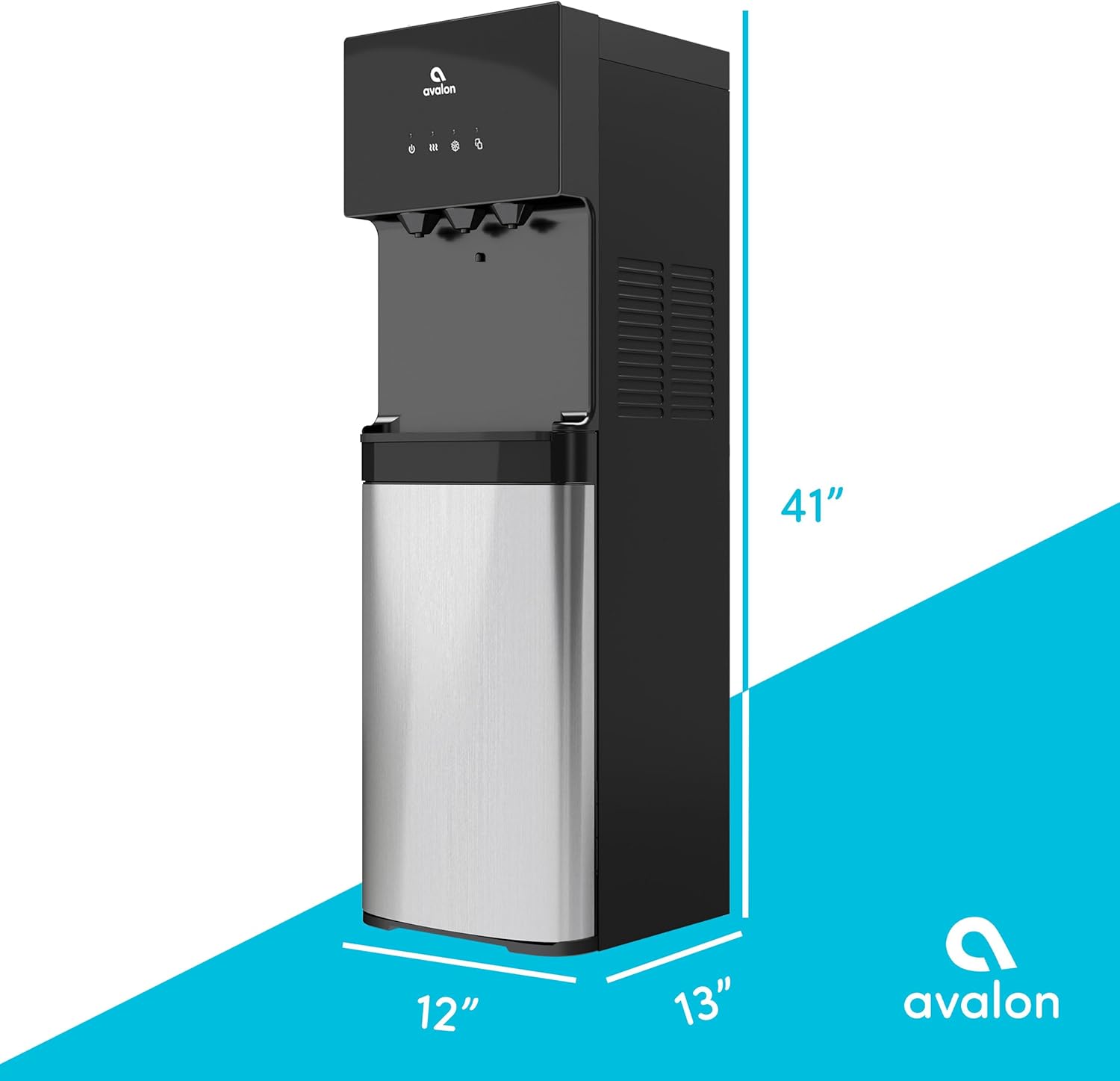 Avalon Bottom Loading Water Cooler Water Dispenser with BioGuard- 3 Temperature Settings - Hot, Cold & Room Water, Durable Stainless Steel Construction, Anti-Microbial Coating- UL Listed Bottled